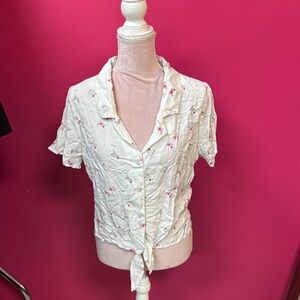 Japna White and Pink Button Down Shirt